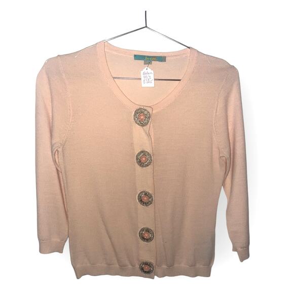 Boden Sweaters - Boden Lightweight Sweater | Womens Sz 4 | Peach | Embellished Buttons | EUC
